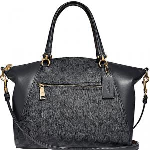 Coach Charcoal/Mignight Navy Signature Canvas and Leather Prairie Satchel Bag