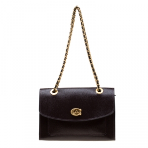 Coach Maroon Patent Leather Parker Shoulder Bag