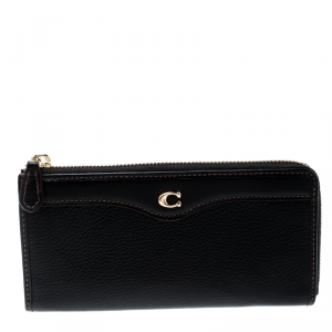 Coach Black Leather L Zip Wallet
