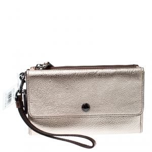 Coach Metallic Tri Color Leather Small Triple Wristlet Clutch