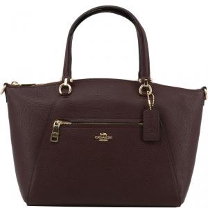 Coach Oxblood Polished Pebble Leather Prairie Satchel Bag