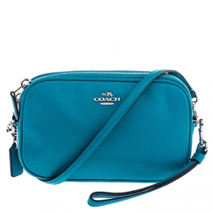 Coach Turquoise Pebbled Leather Sadie Crossbody Bag