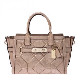 Coach Rose Gold Quilted Leather Swagger 27 Carryall Satchel