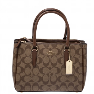 Coach Beige/Tan Coated Canvas Mini Surrey Carryall Tote