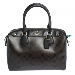 Coach Brown/Black Signature Coated Canvas Bennett Satchel