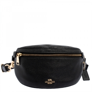 Coach Black Pebbled Leather Belt Bag