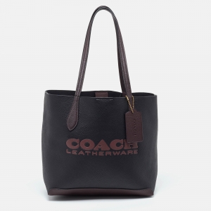 Coach Black/Burgundy Leather Kia Tote