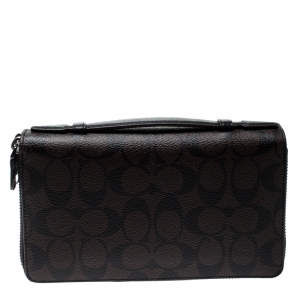 Coach Brown PVC Double Zip Travel Organizer