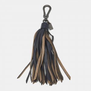 Pre Owned Chloé Navy Blue/Grey Leather Studded Tassel Bag Charm