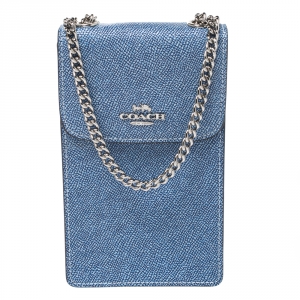 Coach Blue Leather Crossbody Phone Pouch