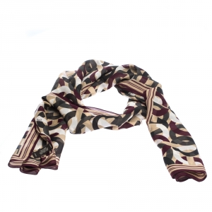 Coach Multicolor Interlocking Modern C Logo Print Silk Scarf 