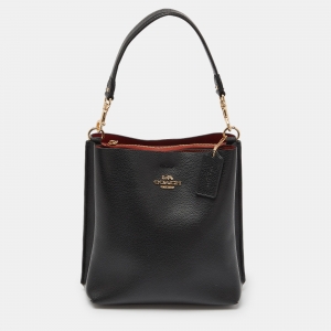 Pre Owned Coach Black Leather Mollie 22 Bucket Bag