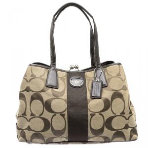 Coach Beige/Brown Canvas Shoulder Bag