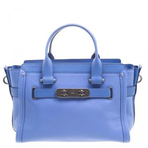 Coach Corn Flower Blue Leather Swagger 27 Tote