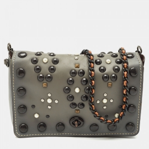 Coach Grey Ombre Leather Western Rivets Dinky 24 Shoulder Bag