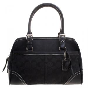 Coach Black Canvas and Leather Boston Bag
