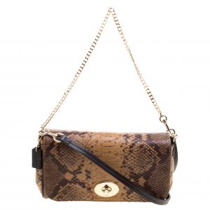 Coach Brown Python Embossed Leather Mini Ruby Crossbody Bag