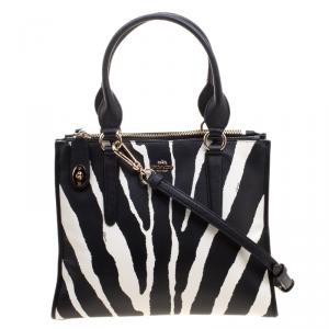 Coach Zebra Print Leather Crosby Carryall Tote