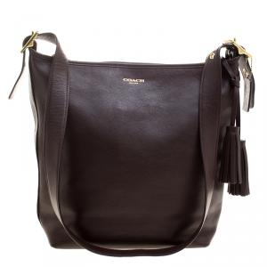 Coach Dark Brown Leather Tassel Crossbody Bag
