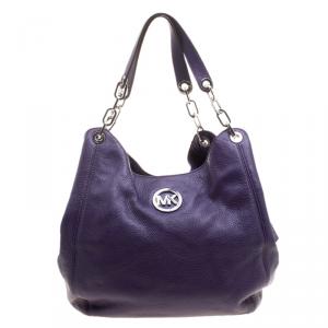 Michael Kors Purple Leather Fulton Shoulder Bag