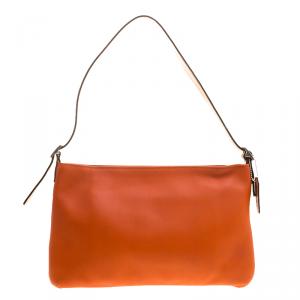 Coach Orange and Beige Leather Shoulder Bag