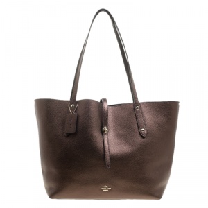 Coach Bronze Leather Large Market Shopper Tote