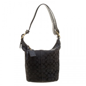 Coach Black Signature Canvas Bucket Hobo