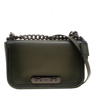 Coach Olive Green Leather Swagger Shoulder Bag