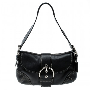 Coach Black Leather Buckle Shoulder Bag