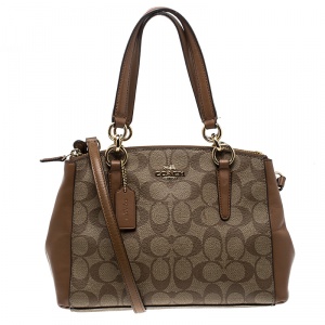 Coach Brown Coated Canvas and Leather Mini Christie Carryall Bag