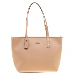 Coach Peach Leather City Zip Tote