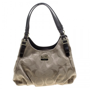 Coach Beige/Brown Signature Canvas Satchel