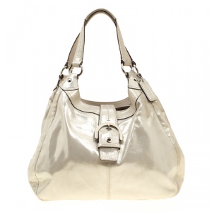 Coach Metallic Biege Shimmering Leather Maggie Shoulder Bag