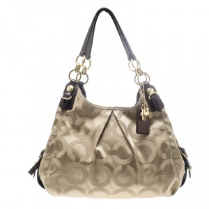 Coach Beige Canvas and Leather Maggie Shoulder Bag