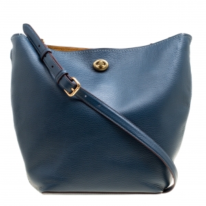 Coach Teal Blue Pebbled Leather Bucket Shoulder Bag