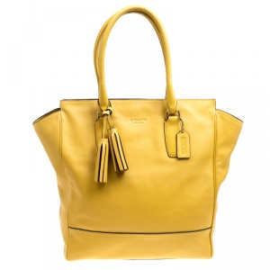 Coach Yellow Leather Tanner Shopper Tote