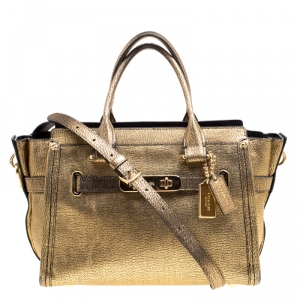 Coach Gold Leather Swagger 27 Carryall Top Handle Bag