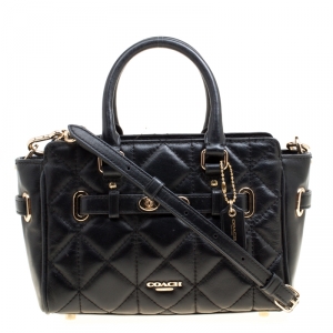 Coach Black Quilted Leather Mini Blake Top Handle Bag