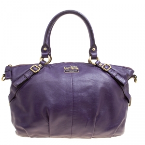 Coach Purple Leather Sopia Top Handle Bag
