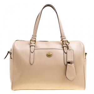 Coach Beige Leather Boston Bag