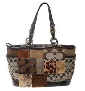 Coach Multicolor Canvas and Leather Patchwork Tote