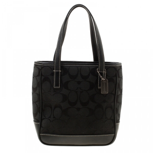 Coach Black Signature Canvas and Leather Mini Tote