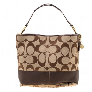 Coach Brown Signature Canvas and Leather Hobo