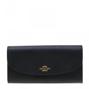 Coach Navy Blue Leather Slim Envelope Wallet 