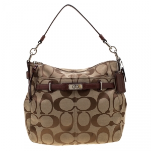 Coach Brown Canvas And Leather Shoulder Bag