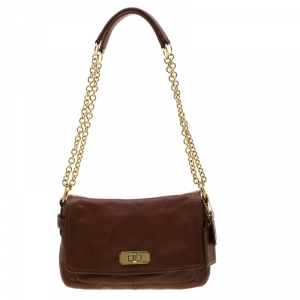 Coach Brown Leather Chelsea Flap Shoulder Bag