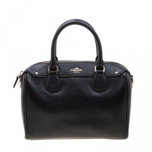 Coach Black Signature Leather Mini Bennett Satchel
