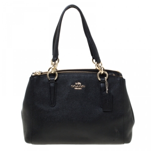 Coach Black Leather Mini Christie Carryall Crossbody Bag  
