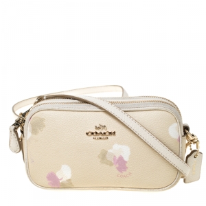 Coach Cream Printed Leather Sadie Crossbody Bag