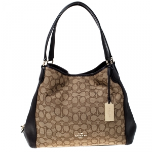 Coach Beige/Brown Signature Canvas and Leather Edie 31 Satchel